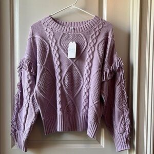 Time and Tru Women's Lilac Cable Knit Sweater